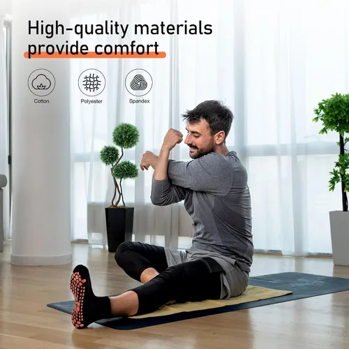 Vista 5 de GRPSKCOS Calcetines antideslizantes para hombre, calcetines de casa con empuñaduras, 3 pares antideslizantes para yoga, pilates, azulejos, pisos