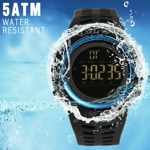 Vista 5 de Reloj digital para hombre, resistente al agua, cronógrafo, LED, electrónico, para deportes al aire libre