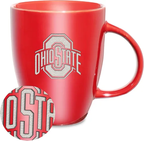 Vista 21 de Rico Industries - Taza de lustre cerámico con grabado láser de la NCAA de 18oz - Café-Té