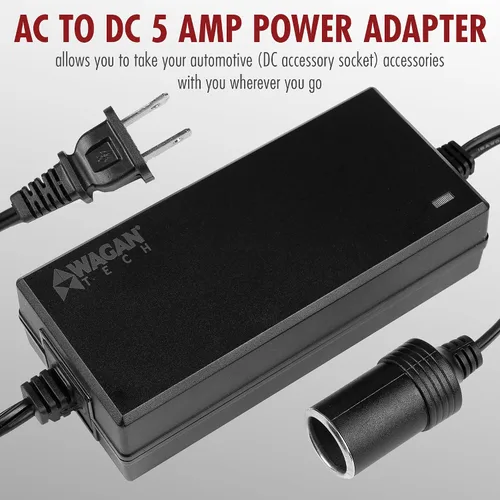 Vista 3 de Wagan EL9903 Adaptador de corriente de CA a CC 5A 60W Convertidor de potencia 110V CA a 12V CC Adaptador de enchufe de encendedor de cigarrillos