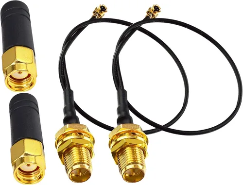 Vista 5 de onelinkmore Antena WiFi de 2,4 GHz RP-SMA hembra dipolo látigo paquete de 2