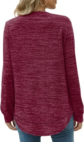 Vista 4 de Dofaoo - Sudaderas para mujeres, con cuello redondo, camisetas de manga larga, camisetas largas para usar con leggings