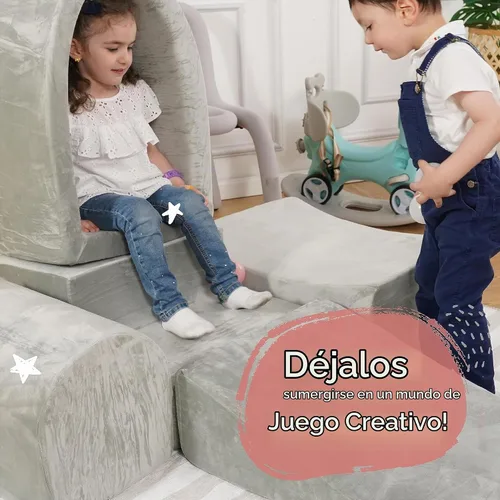 Vista 6 de Bloques de escalada de espuma para niños pequeños, juego suave de interior para bebés, funda de terciopelo y espuma viscoelástica de alta densidad