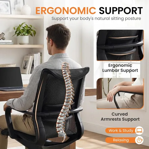 Vista 4 de LuxErgo Ergonomic Mesh Office Chair with Lumbar Support Mid Back Desk Chair Adjustable Height, 115° Recline & Armrests, 360° Swivel Rolling