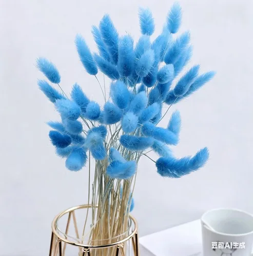 Vista 2 de 120 colas de conejo azul cielo, hierba natural de las pampas de 17 pulgadas
