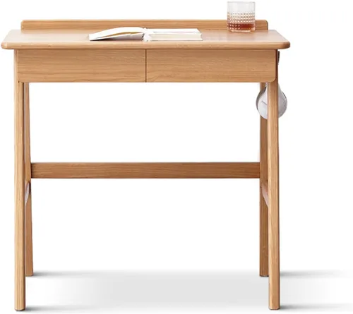 Vista 9 de TOMYEUS Escritorio para computadora de estudio, moderno y simple, escritorio multifuncional, mesa de estudio compacta con agujero para cable, cajón