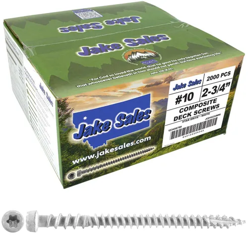 Vista 14 de Jake Sales #10 x 1-3/4" Cape COD Gris - Tornillo para madera de composite para terrazas con recubrimiento exterior, cabeza Torx/Star Drive