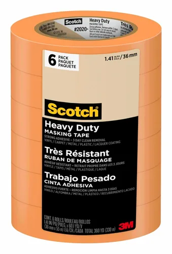 Vista 16 de Scotch Cinta adhesiva resistente para pintores, 6 rollos, 4.77 cm x 54.99 m, para uso en vinilo, alfombra, metal y plástico, cinta adhesiva