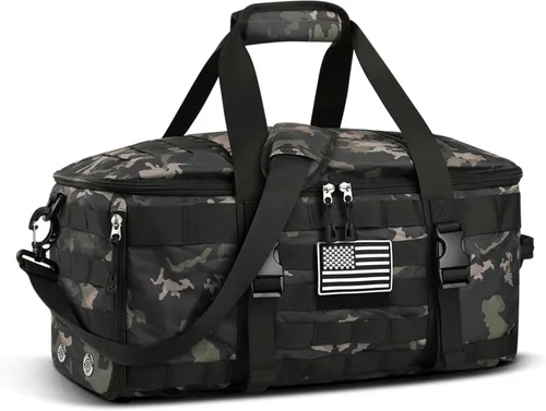 Vista 7 de Bolsas de gimnasio para hombres, bolsa táctica grande con compartimento Negro