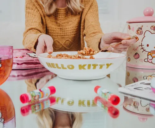 Vista 4 de Silver Buffalo Sanrio Hello Kitty Rainbow - Cuenco grande de cerámica de 9 pulgadas para servir pasta, ensalada, cereales