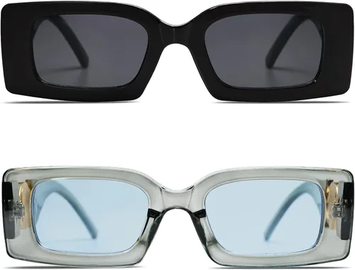 Vista 5 de Allarallvr Y2K AR82074 - Lentes de sol rectangulares para mujer, estilo vintage, de moda, de los años 90, para mujer