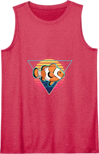 Vista 5 de Clown Fish Futuristic Synthwave Vaporwave Aquarium Clown Tank Top Negro