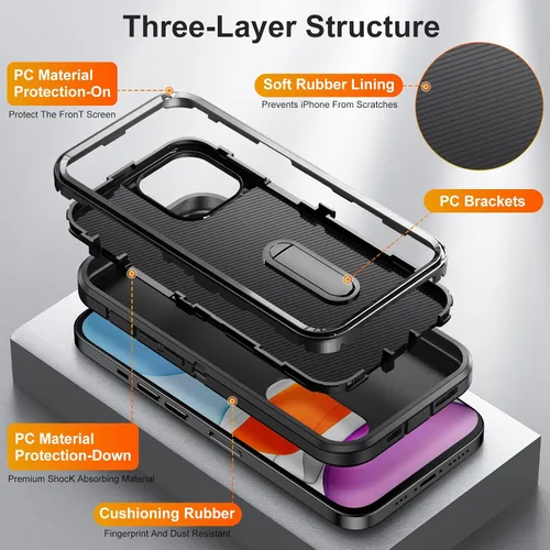 Vista 7 de IDweel Funda para 11 con soporte integrado para hombres, protección resistente, a prueba de golpes, antiarañazos, ajuste delgado, funda protectora