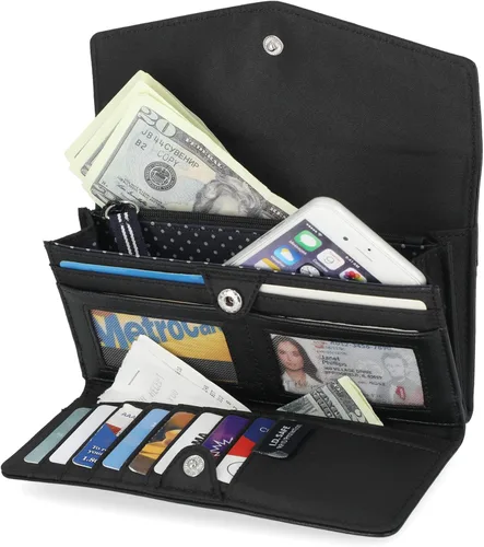 Vista 2 de Nautica Money Manager RFID - Organizador de cartera para mujer Negro V-Flap
