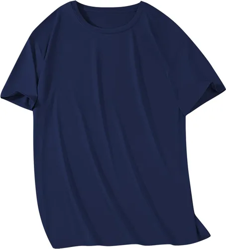Vista 11 de Camisas grandes y altas para hombre, pesadas, cuello redondo, de algodón, que absorben la humedad, atlética, elástica, hipster