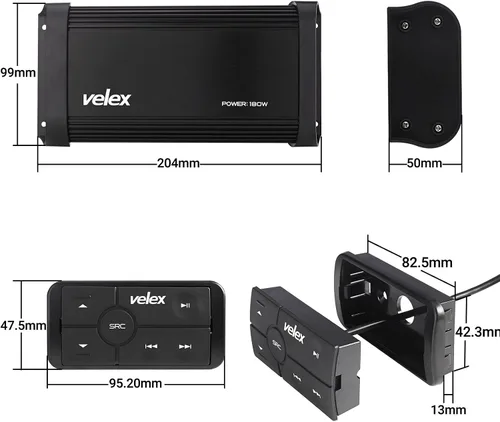Vista 2 de velex Paquete de altavoces con amplificador Bluetooth marino..