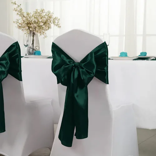 Vista 3 de Horbaunal - Juego de 2 caminos de mesa de satén verde bosque de 12 x 108 pulgadas, caminos de mesa suaves para bodas, banquetes y fiestas