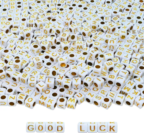 Vista 9 de Looconi 800 cuentas de letras negras cuadradas de 0.236 in de acrílico para hacer joyas DIY collar pulsera