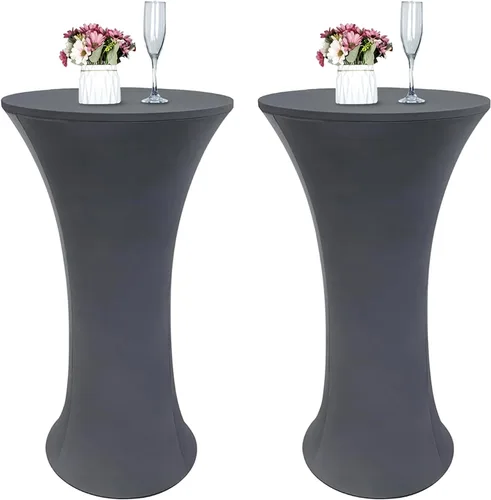Vista 13 de Mantel de Mesa de Cóctel de Spandex Negro de 24x43 Pulgadas Ajustado Mesa de Bar Redonda Elástico Cubiertas de Mesa de Cóctel Highboy para Banquete