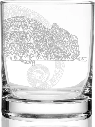 Vista 3 de SPIRIT ANIMAL BEAR - Rocas de whisky grabadas de vidrio de 11.5 onzas Inspirado en criaturas de animales de la naturaleza Gran idea de regalo