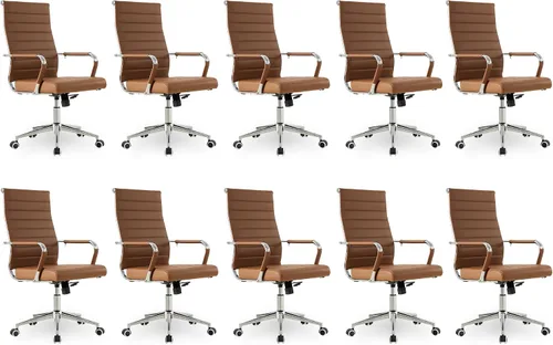 Vista 12 de Okeysen Office Desk Chair, Ergonomic Leather Modern Conference Room Chairs, Executive Ribbed Height Adjustable Swivel Rolling Chair for Home Office