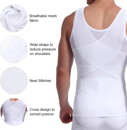 Vista 5 de GSKS Camiseta sin mangas de compresión para hombre, moldeadora para el abdomen