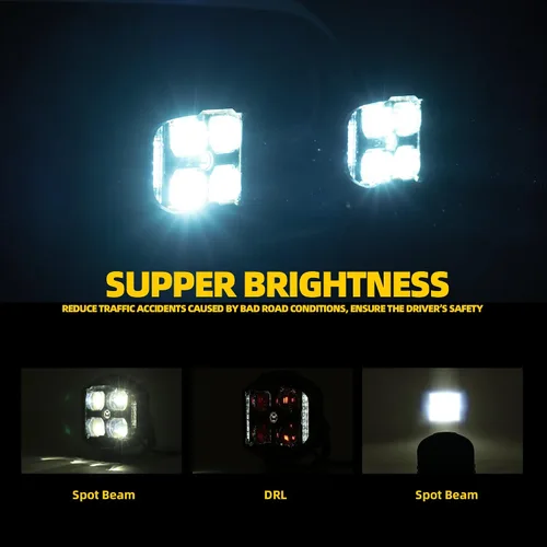 Vista 5 de Nueva luz todoterreno ámbar blanca para conducción (luz de 14 cm, 65 W, haz blanco)