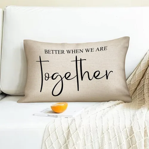 Vista 2 de Better When We are Together - Fundas de almohada lumbar de 12 x 20 pulgadas con citas divertidas de algodón y lino para sofá, decoración de sala