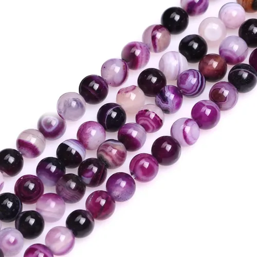 Vista 136 de GEM-Inside Cuentas Sueltas de Piedras Preciosas de Ágata Azul Bandeada Natural de 6mm Cuentas Redondas de Piedra de Energía para Hacer Joyas 15