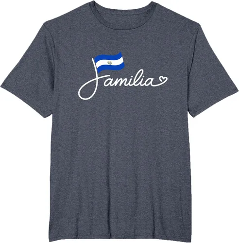 Vista 71 de El Salvador Familia - Camiseta con texto en inglés "La Familia de la Bandera Salvadoreña