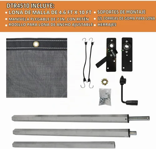 Vista 3 de Buyers Products DTR4510 Kit de Lona Enrollable para Insertos DumperDogg de Polietileno de 8 Pies