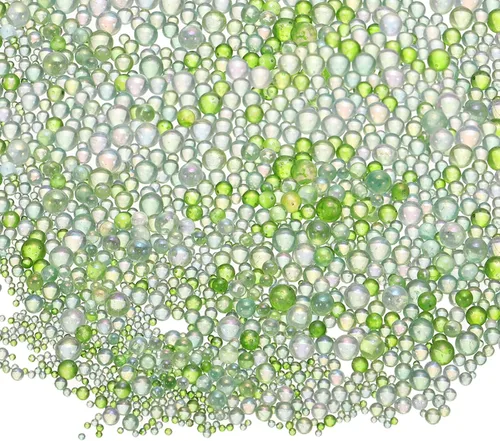 Vista 15 de Cuentas de vidrio iridiscente diminutas de burbuja, 0.4-3mm 10g Cuentas redondas micro mini transparentes sin agujero en forma de gota de agua