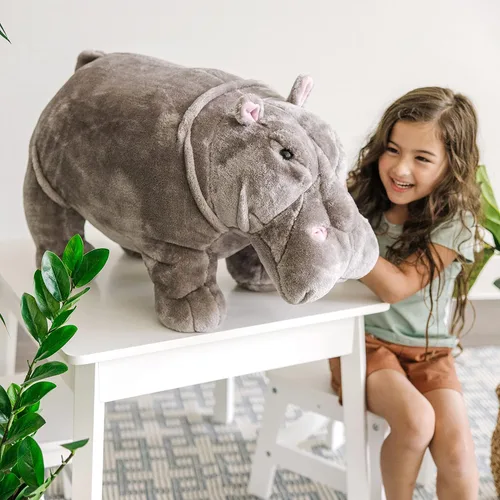 Vista 7 de Melissa & Doug Hipopótamo gigante - Animal de peluche realista (más de 2 pies de largo)