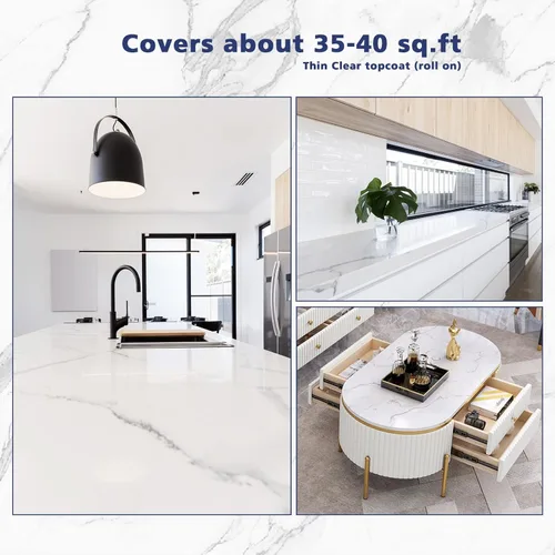 Vista 6 de NADAMOO - Kit de pintura para encimera de mármol blanco para cocina y baño, kit de reacabado para encimera que cubre hasta 35 pies cuadrados.