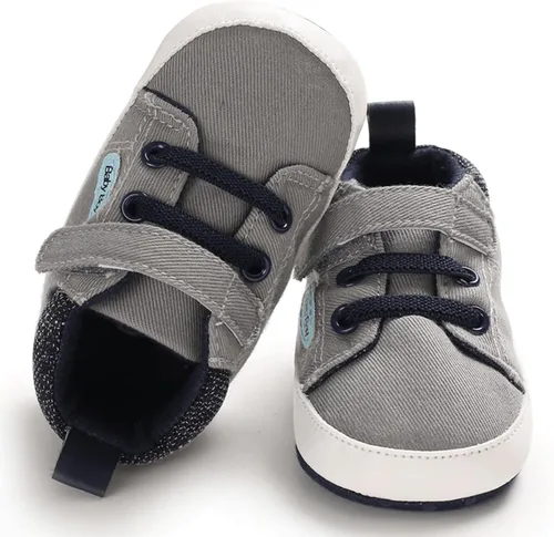 Vista 4 de Baby Girl Boy Sneakers Soft Sole First Walking Shoes Toddler High Top Sneakers First Walker Infant Crib Shoes Newborn Baby Canvas Shoes 0-18 Month