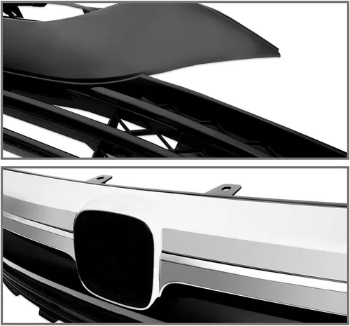 Vista 4 de PIT66 Protector de parrilla de parachoques delantero superior e inferior, compatible con Honda CRV 07-09 negro/cromo