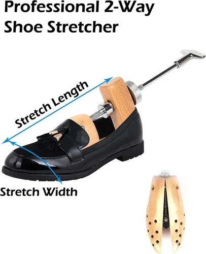 Vista 2 de Zylioo Calzador de zapatos de 2 vías, ampliador de zapatos de madera profesional de alta calidad, se estira la longitud y el ancho