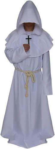 Vista 15 de Coser Park - Disfraz de monje medieval para Halloween, disfraz con capucha