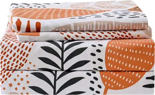 Vista 74 de Yibeizi - Juego de sábanas con estampado floral para cama de tamaño queen, sábanas de microfibra con patrón botánico boho, fundas para almohada