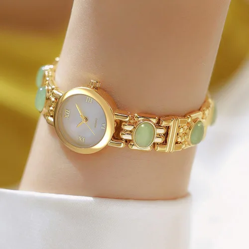 Vista 5 de Reloj de pulsera vintage para mujer, reloj de pulsera de cuarzo de acero inoxidable, resistente al agua