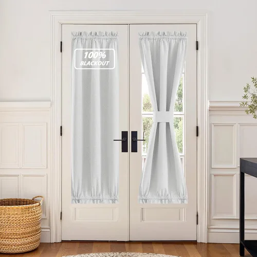 Vista 157 de NICETOWN Cortinas de Lino para Puerta Lateral - Cortinas Opacas con Aislamiento Térmico para Puerta Delantera Francesa para Sombra Pequeña