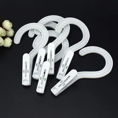 Vista 4 de Ganchos para ropa sucia, ganchos para botas, pasadores de ropa de plástico, clips para baño, viajes, portátil, color blanco (24 unidades)