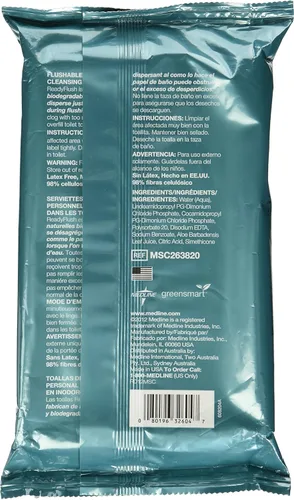 Vista 2 de ReadyFlush Jr - Toallitas de limpieza personal desechables de 7 x 8 pulgadas, paquete de 3, sin fragancia