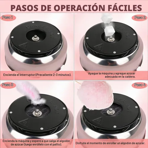 Vista 3 de Máquina de algodón de azúcar para niños, máquina de hilo dental de caramelo, mini máquina eléctrica portátil de algodón para el hogar, cumpleaños