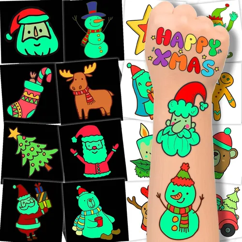 Vista 8 de winthrop 240 tatuajes temporales luminosos a granel de Halloween para niños, que brillan en la oscuridad, impermeables, de seguridad, envueltos