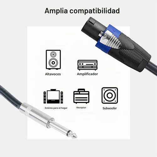 Vista 3 de 2PCS 15 pies 12AWG SpeakON a 1/4" Cable de altavoz macho Cables de audio