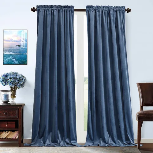 Vista 31 de Benedeco - Cortinas de terciopelo burdeos para ventana de dormitorio con pompón, cortinas de lujo súper suaves, oscurecimiento y aislamiento térmico