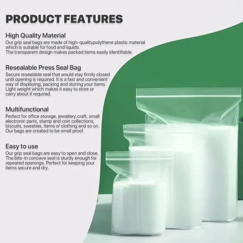 Vista 3 de 100 unidades, (4 x 4 pulgadas), bolsa transparente con cierre de cremallera de 2.5 mil de grosor, bolsas con cremallera, bolsas de plástico