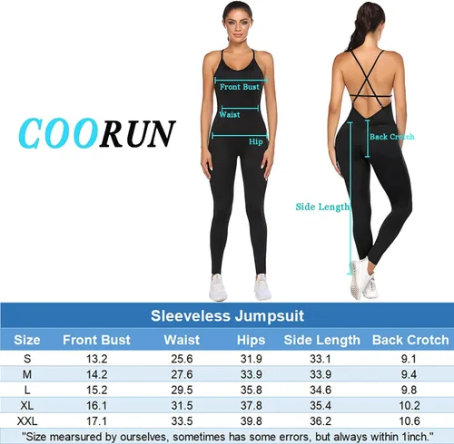 Vista 6 de COOrun Mono de yoga para mujer, sin espalda, deportivo, sin mangas, para gimnasio