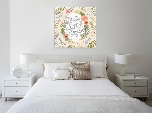 Vista 2 de Jaxson Rea "Retro Garden II - Bloom with Grace Pale Blush Gallery Wrapped Canvas by Janelle Penner, 12" x 12
